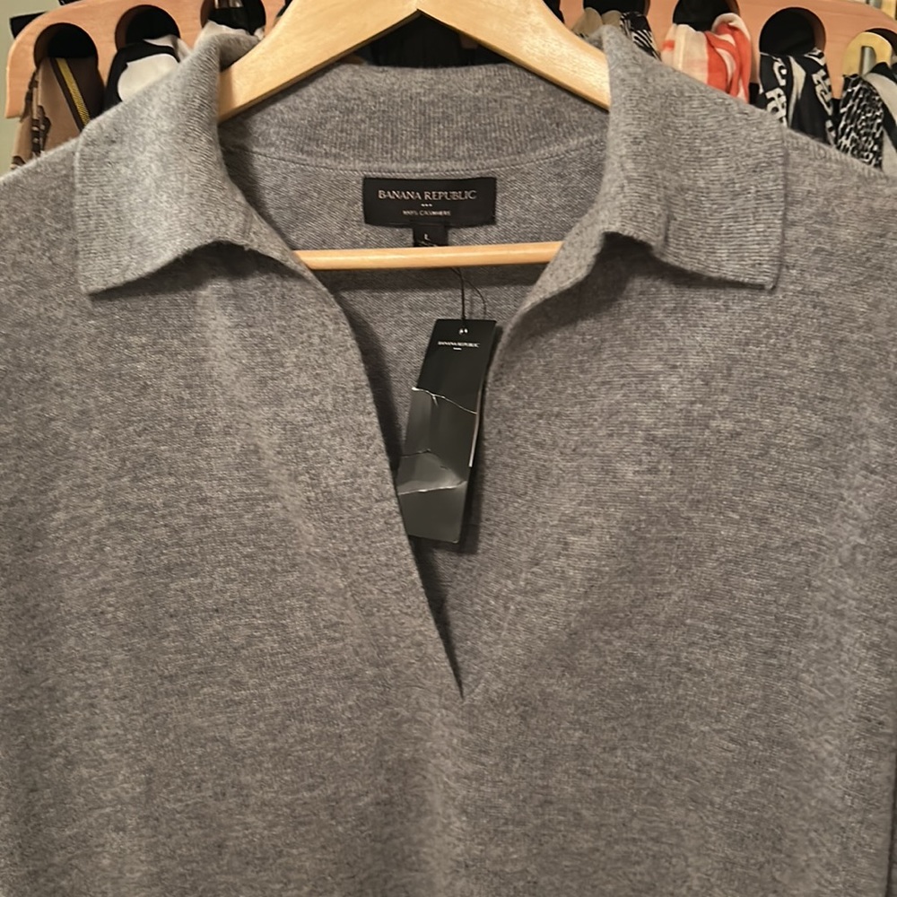 Cashmere Banana Republic Johnny Collar Relaxed Fit Sweater